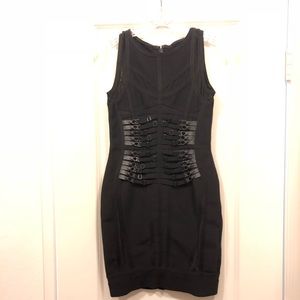 Sexy bondage bodycon black corset sheer mini dress